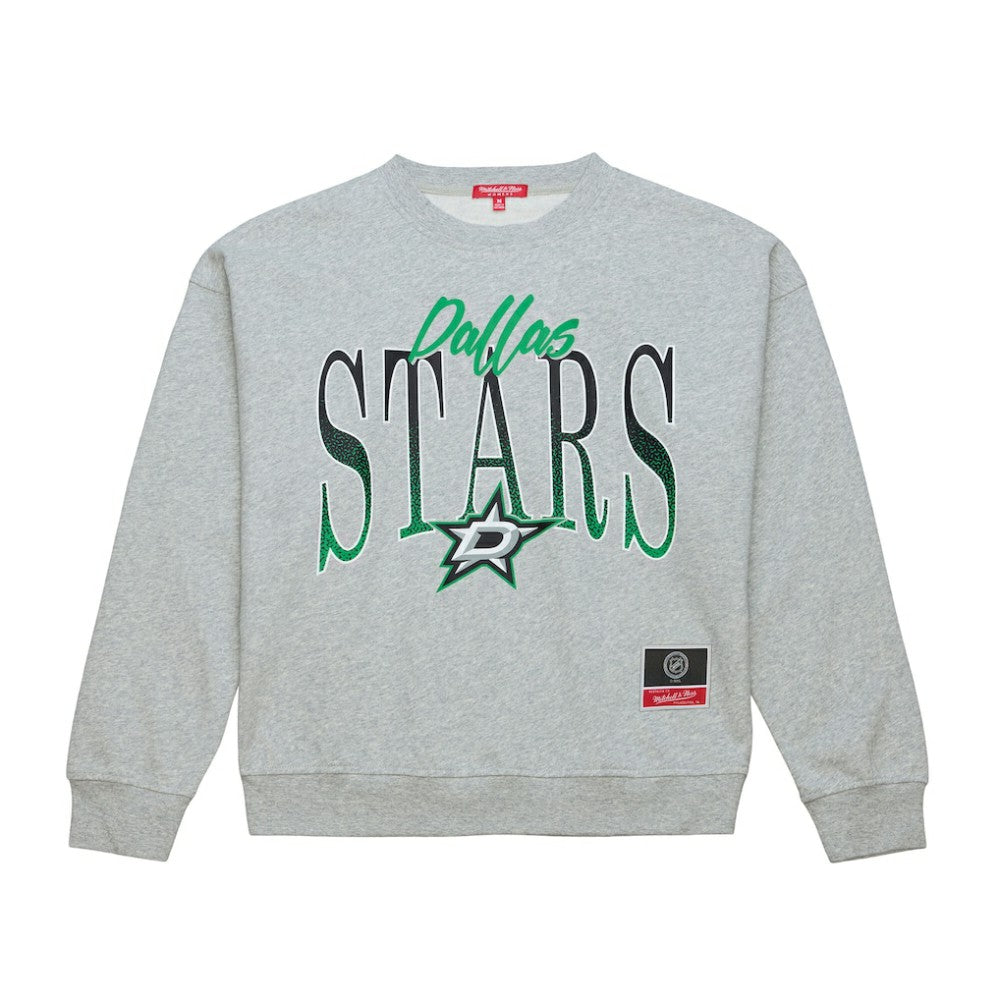 Dallas Stars Mitchell & Ness Women's Hockey Night Sweatshirt - Heather Gray Sweatshirts