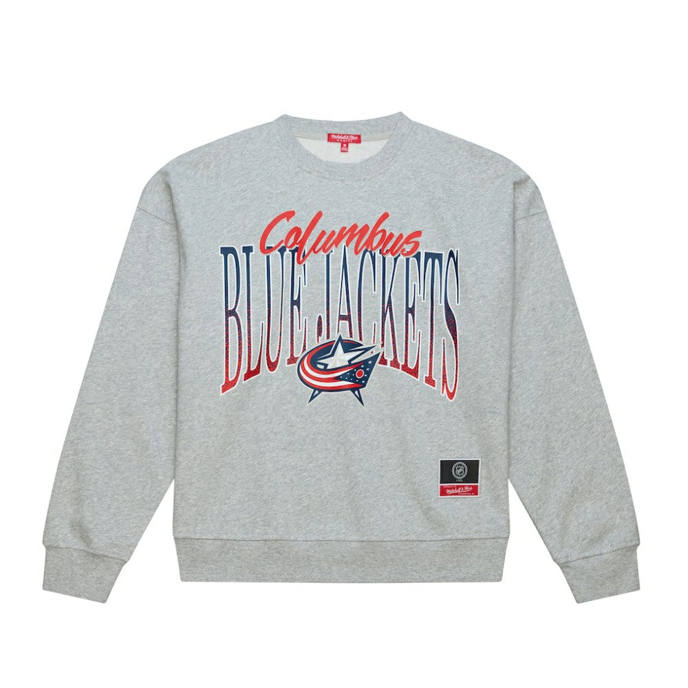 Columbus Blue Jackets Mitchell & Ness Women's Hockey Night Sweatshirt - Heather Gray Sweatshirts
