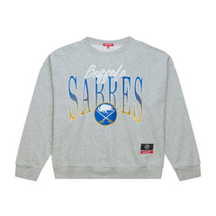 Buffalo Sabres Mitchell & Ness Women's Hockey Night Sweatshirt - Heather Gray Sweatshirts