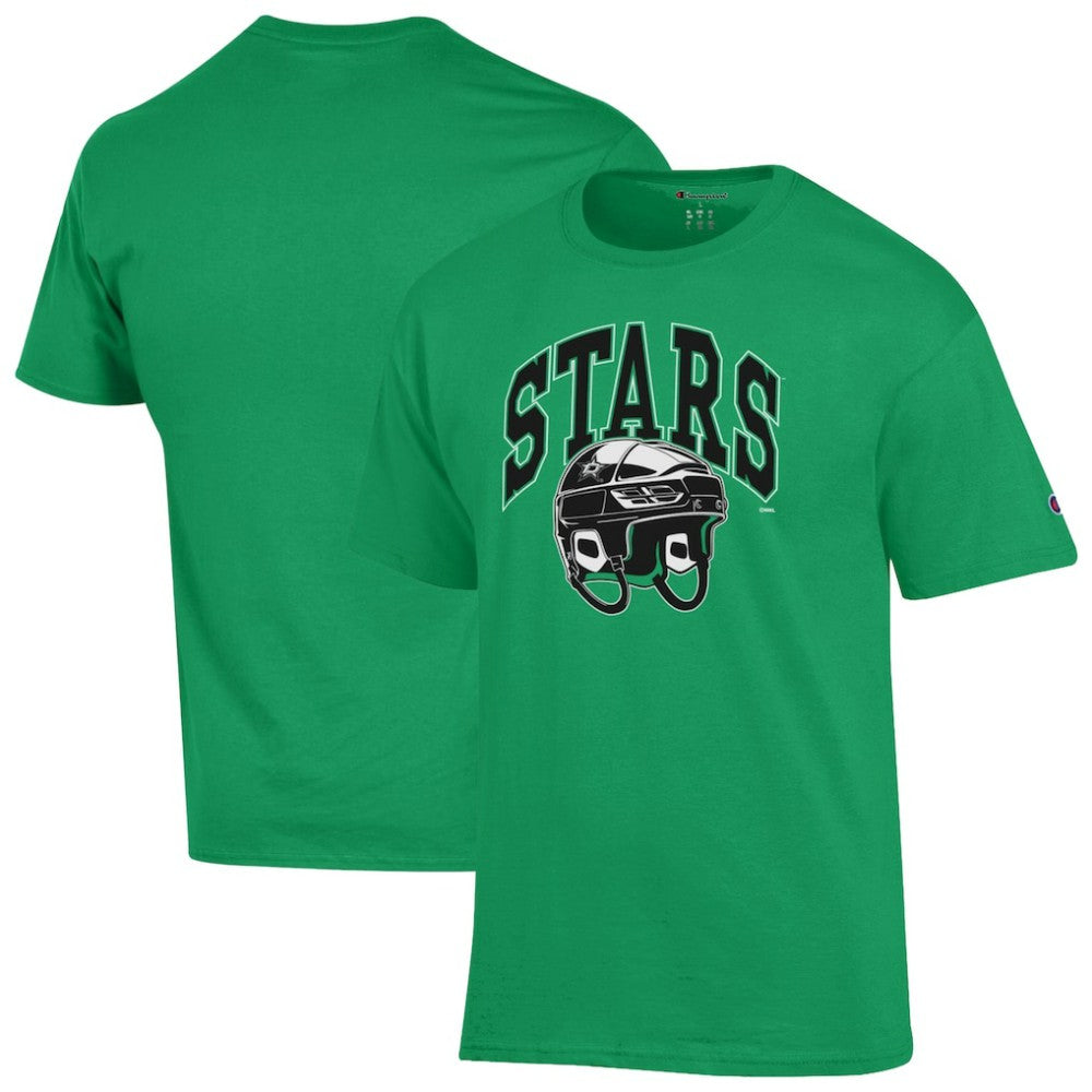 Dallas Stars Champion Helmet T-Shirt - Kelly Green T-shirts