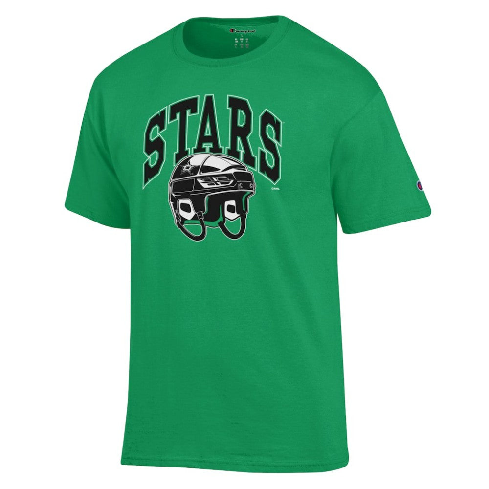 Dallas Stars Champion Helmet T-Shirt - Kelly Green T-shirts