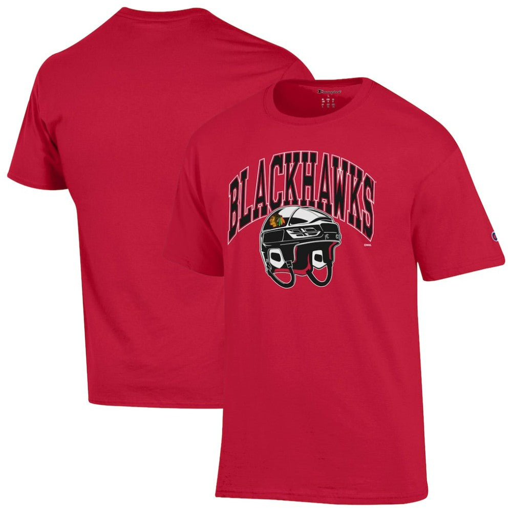 Chicago Blackhawks Champion Helmet T-Shirt - Red T-shirts