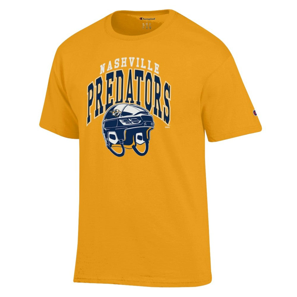 Nashville Predators Champion Helmet T-Shirt - Gold T-shirts