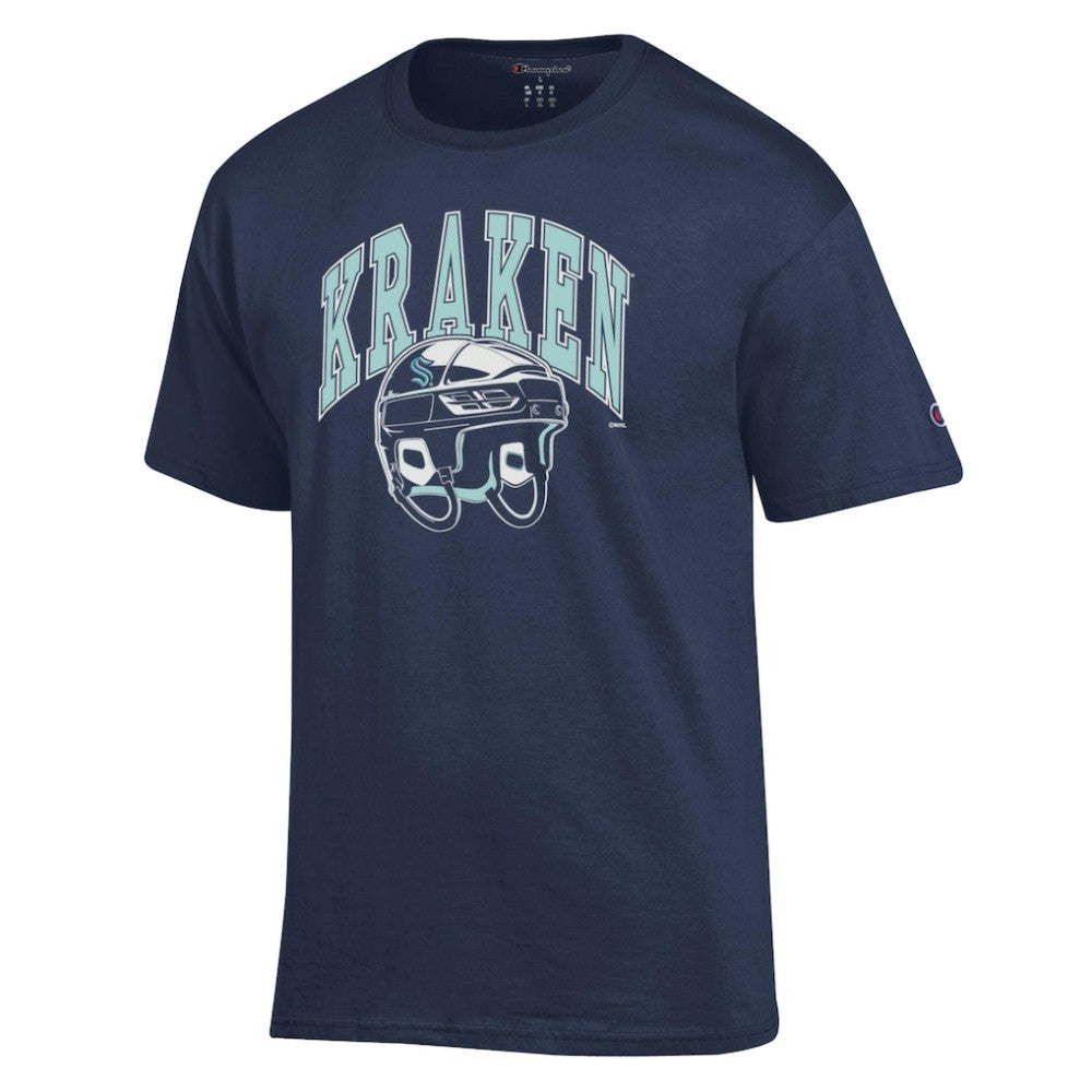 Seattle Kraken Champion Helmet T-Shirt - Navy T-shirts