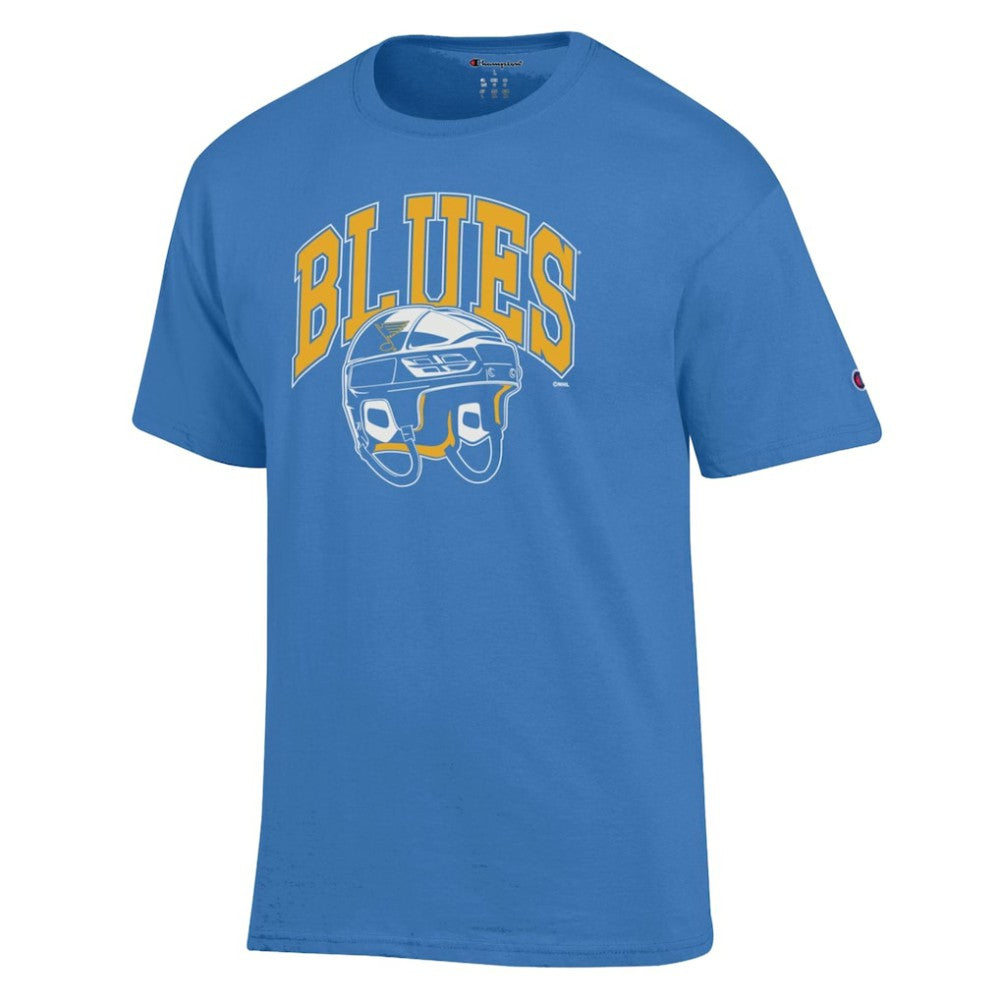 St. Louis Blues Champion Helmet T-Shirt - Blue T-shirts