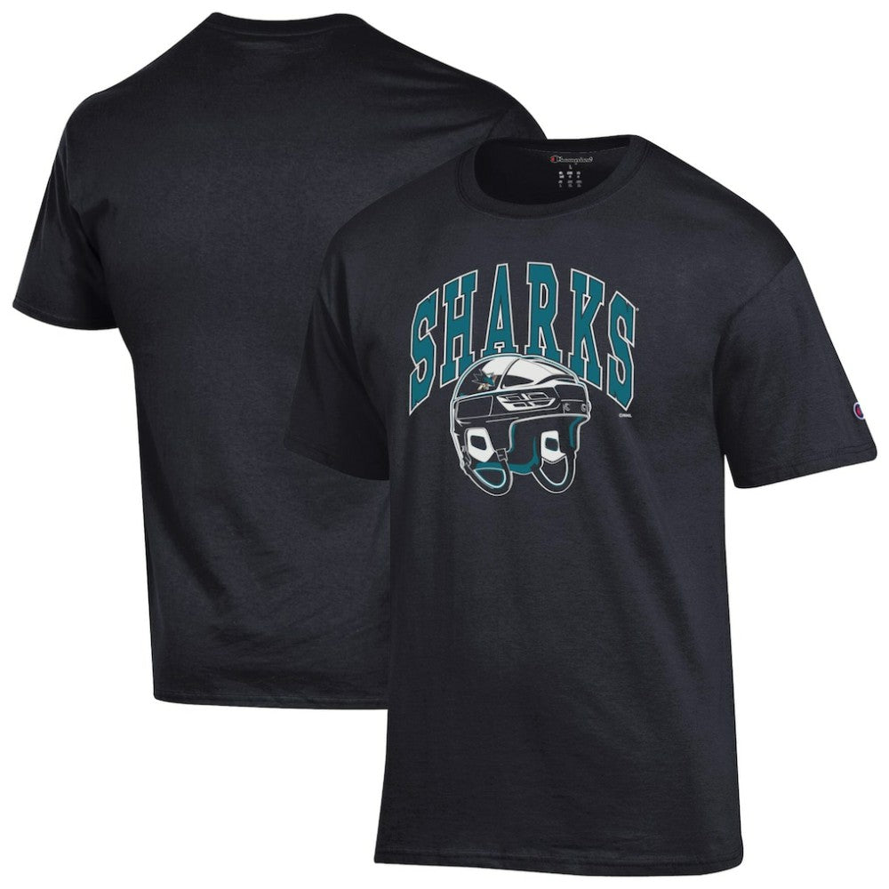 San Jose Sharks Champion Helmet T-Shirt - Black T-shirts