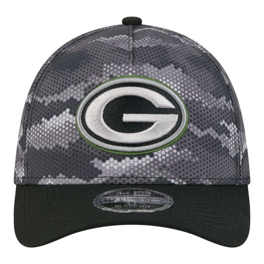 Green Bay Packers New Era Camo A-Frame 39THIRTY Flex Hat - Black for sale