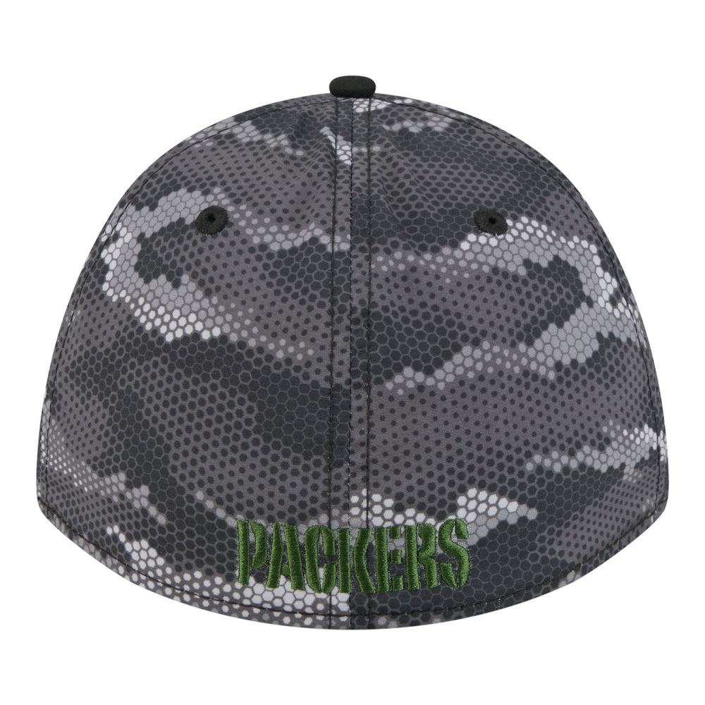 Green Bay Packers New Era Camo A-Frame 39THIRTY Flex Hat - Black for sale
