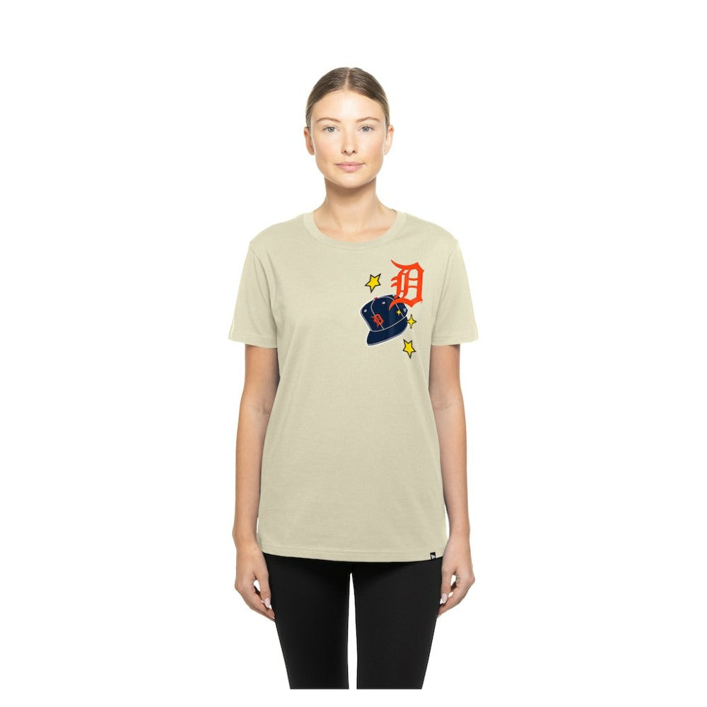 Detroit Tigers Women's Stars & Cap T-Shirt Cream