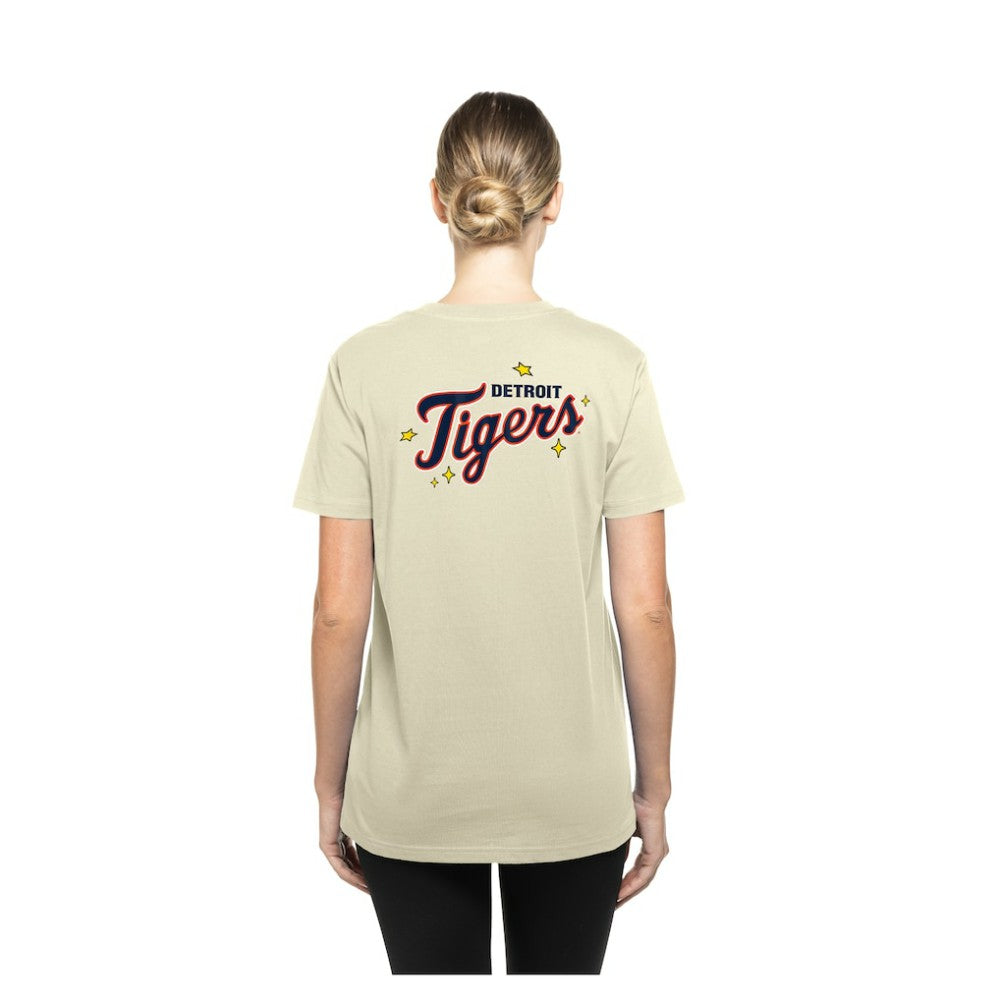 Detroit Tigers Women's Stars & Cap T-Shirt Cream