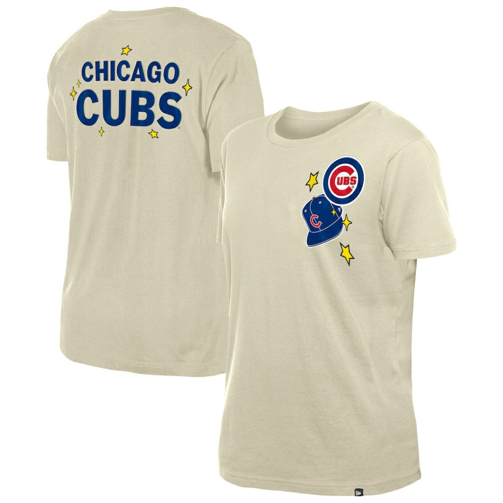 Chicago Cubs Women's Stars & Cap T-Shirt Cream
