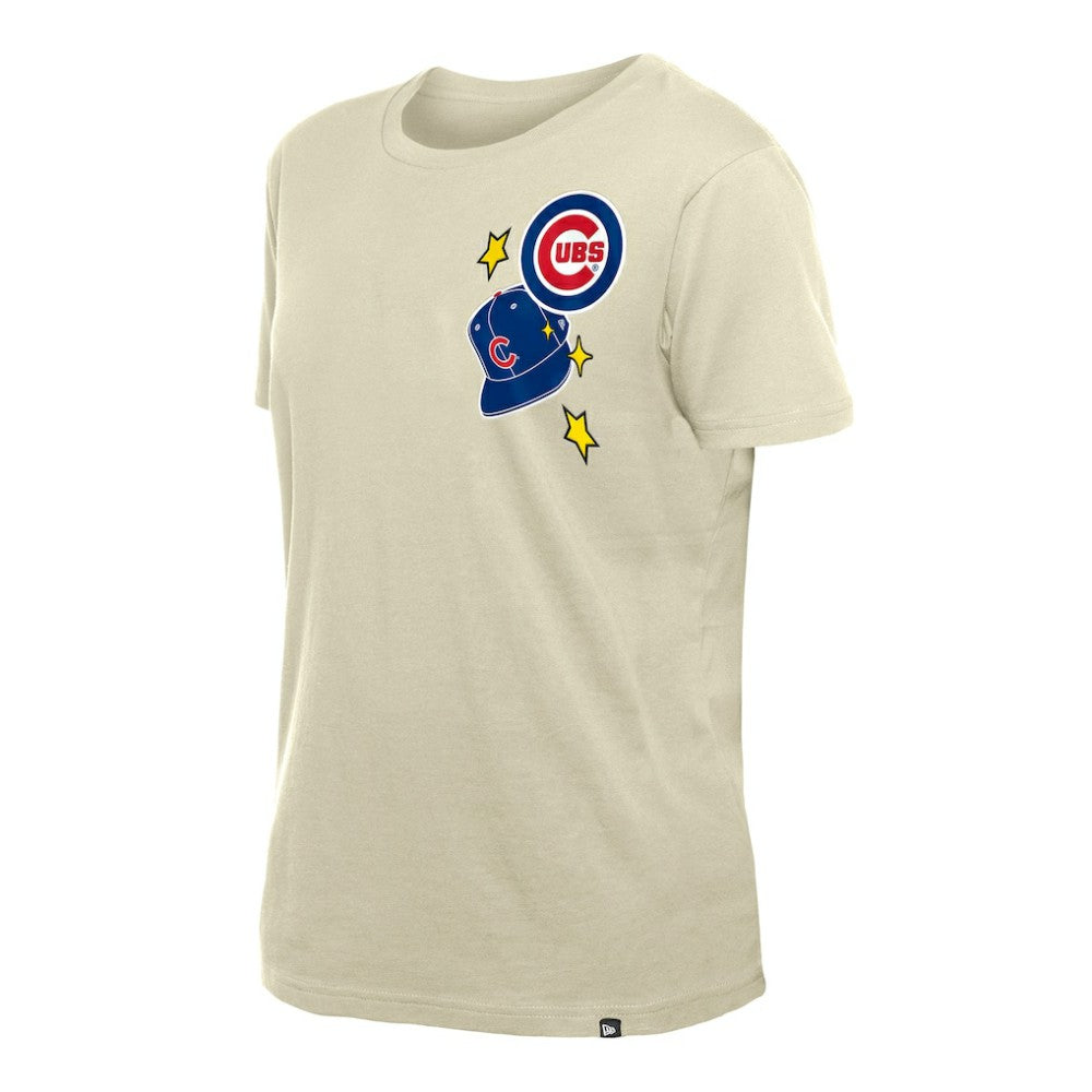 Chicago Cubs Women's Stars & Cap T-Shirt Cream