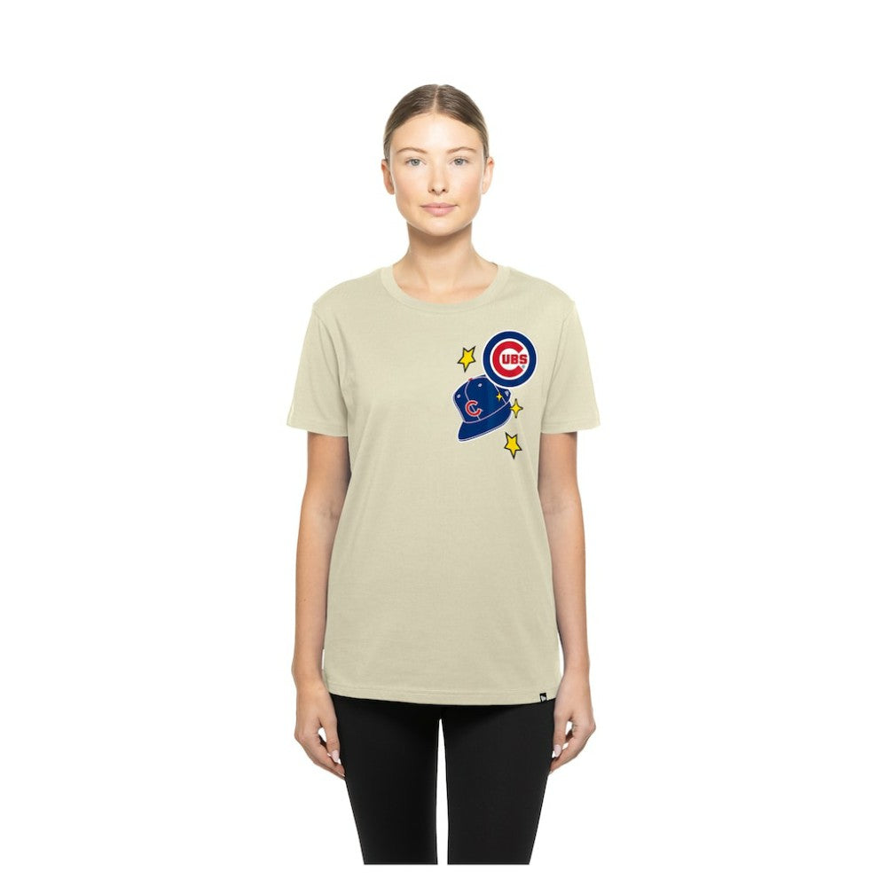 Chicago Cubs Women's Stars & Cap T-Shirt Cream