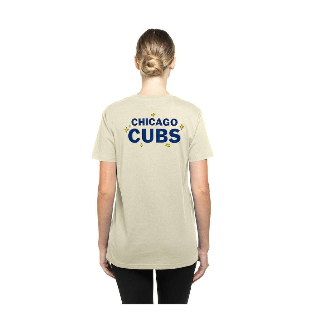 Chicago Cubs Women's Stars & Cap T-Shirt Cream