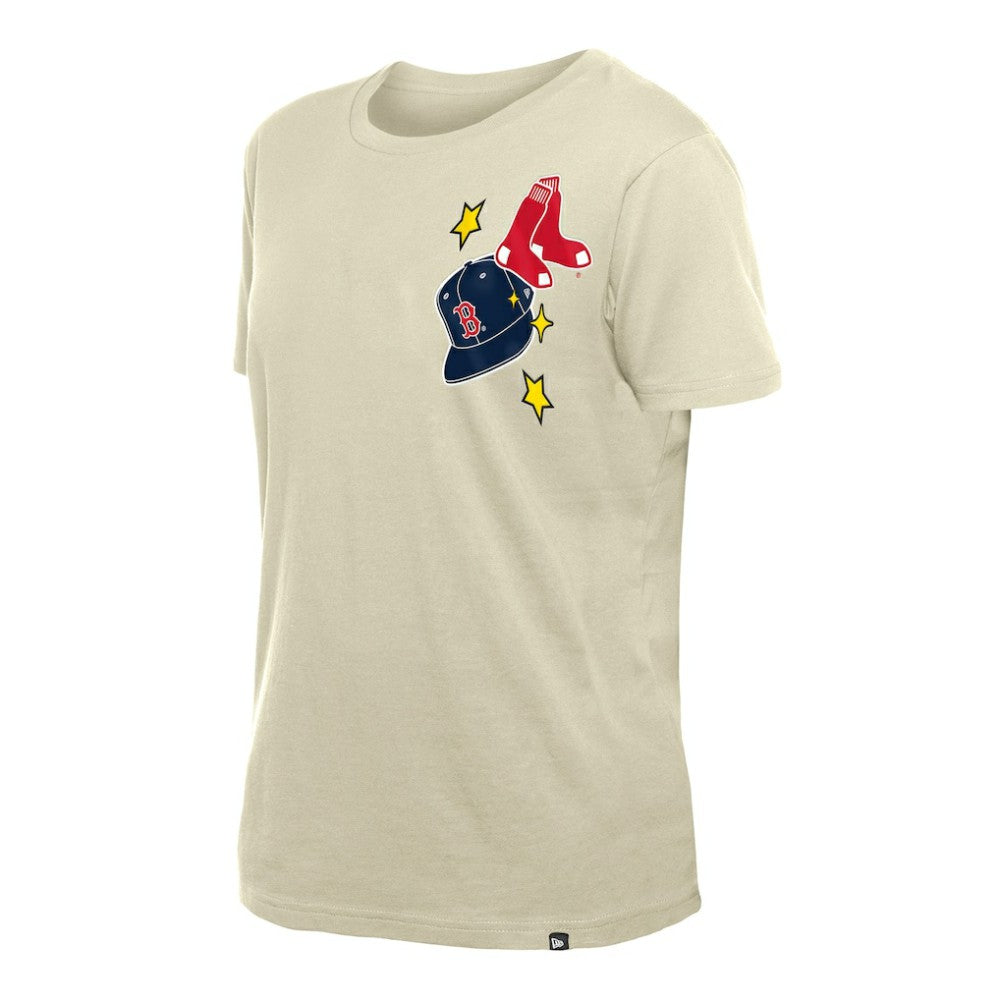 Boston Red Sox Women's Stars & Cap T-Shirt Cream