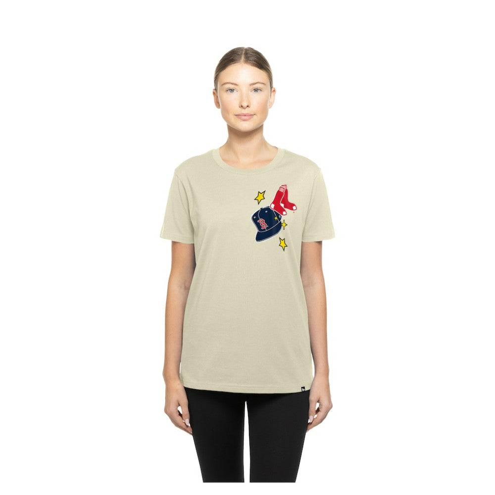 Boston Red Sox Women's Stars & Cap T-Shirt Cream