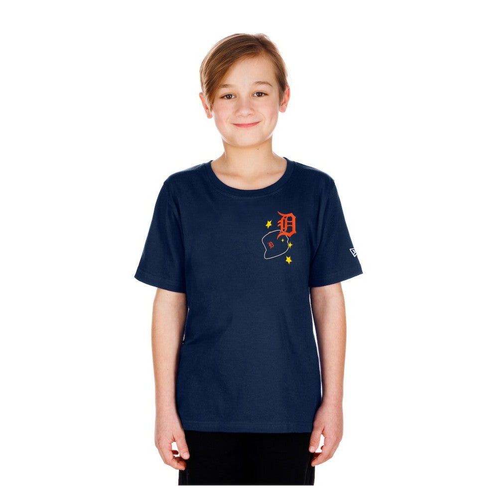 Detroit Tigers Youth Stars & Cap T-Shirt Navy