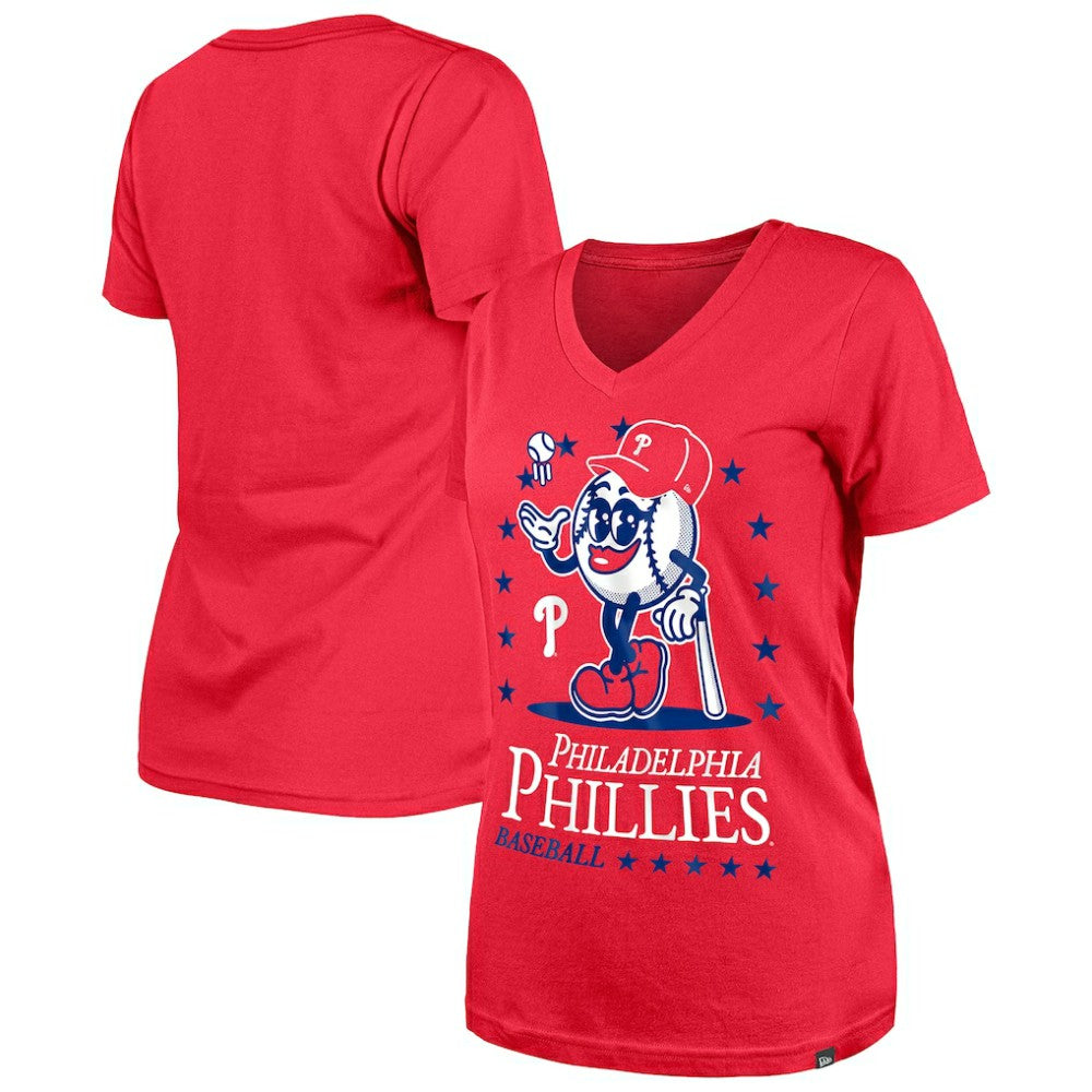 Philadelphia Phillies Women's Little Miss 2 V-Neck T-Shirt Red