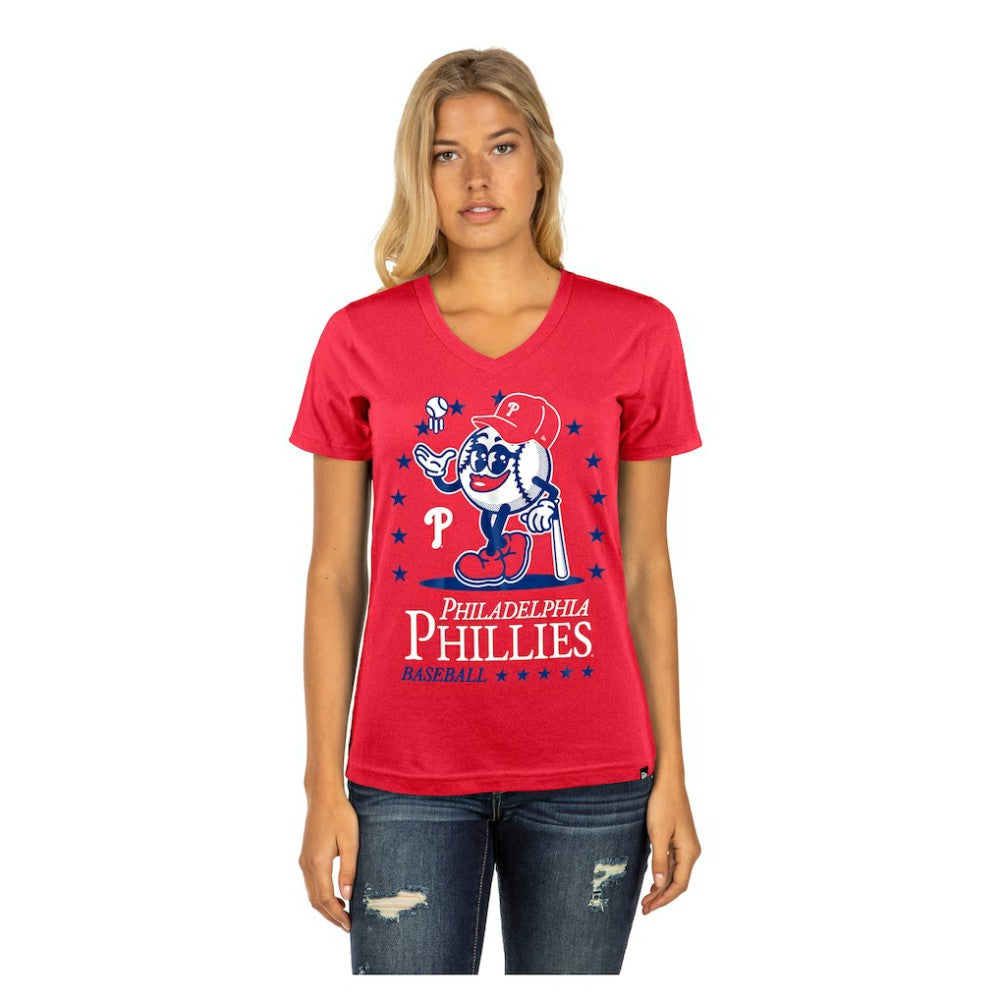 Philadelphia Phillies Women's Little Miss 2 V-Neck T-Shirt Red