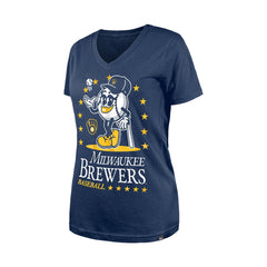 Milwaukee Brewers Women's Little Miss 2 V-Neck T-Shirt Navy