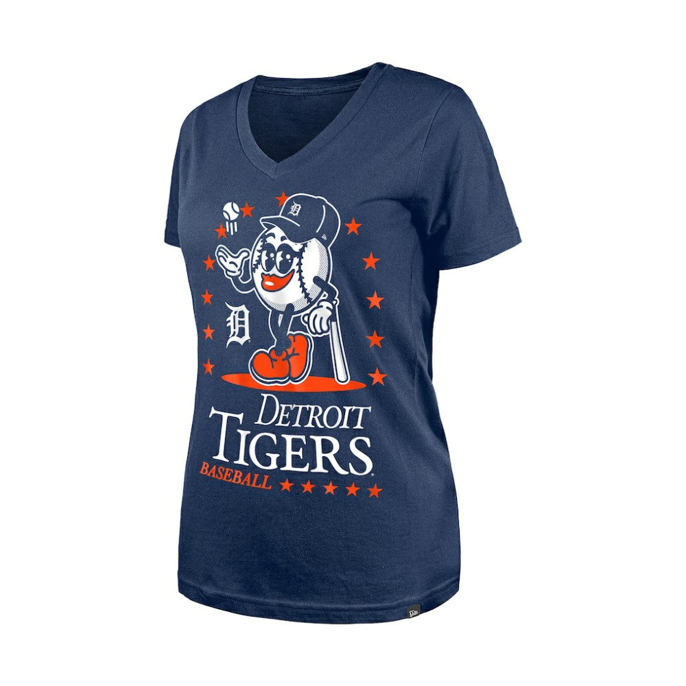 Detroit Tigers Women's Little Miss 2 V-Neck T-Shirt Navy