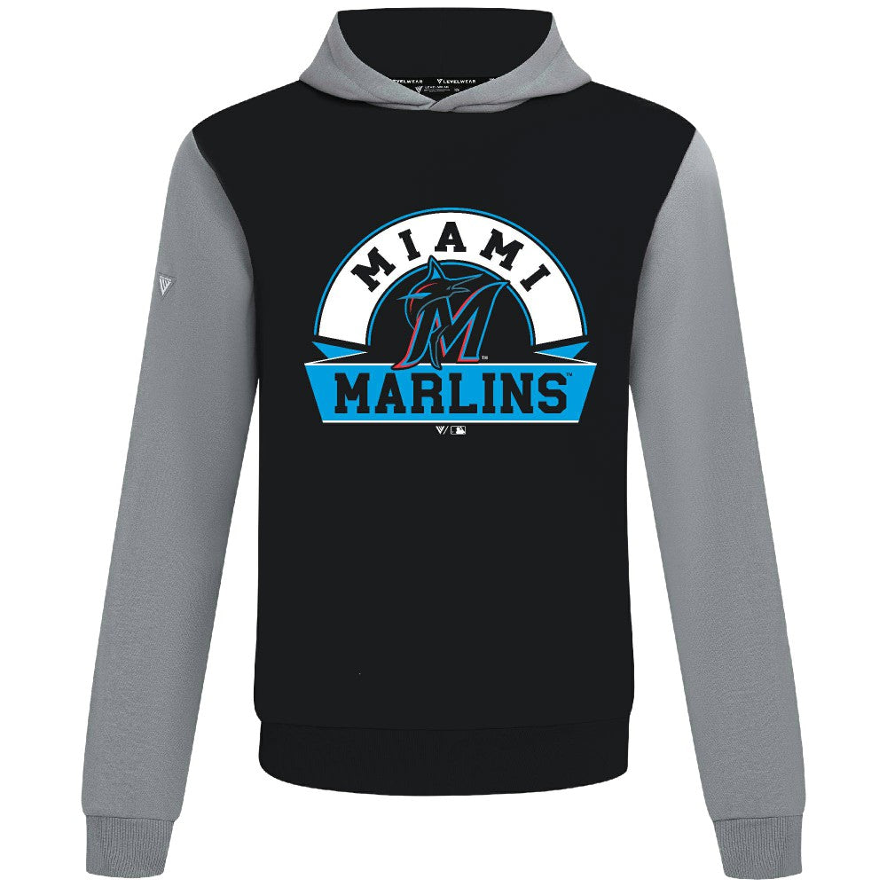 Miami Marlins Levelwear Throwback Ultimate Banner Arch Hoodie Black