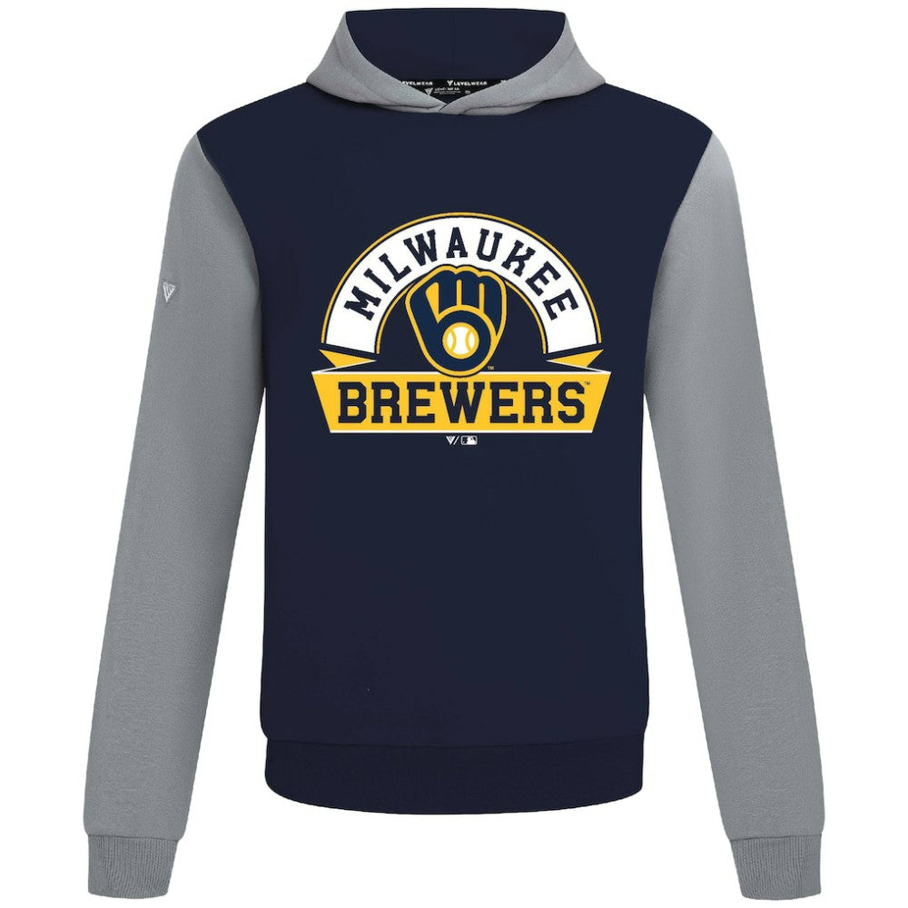 Milwaukee Brewers Levelwear Throwback Ultimate Banner Arch Hoodie Navy