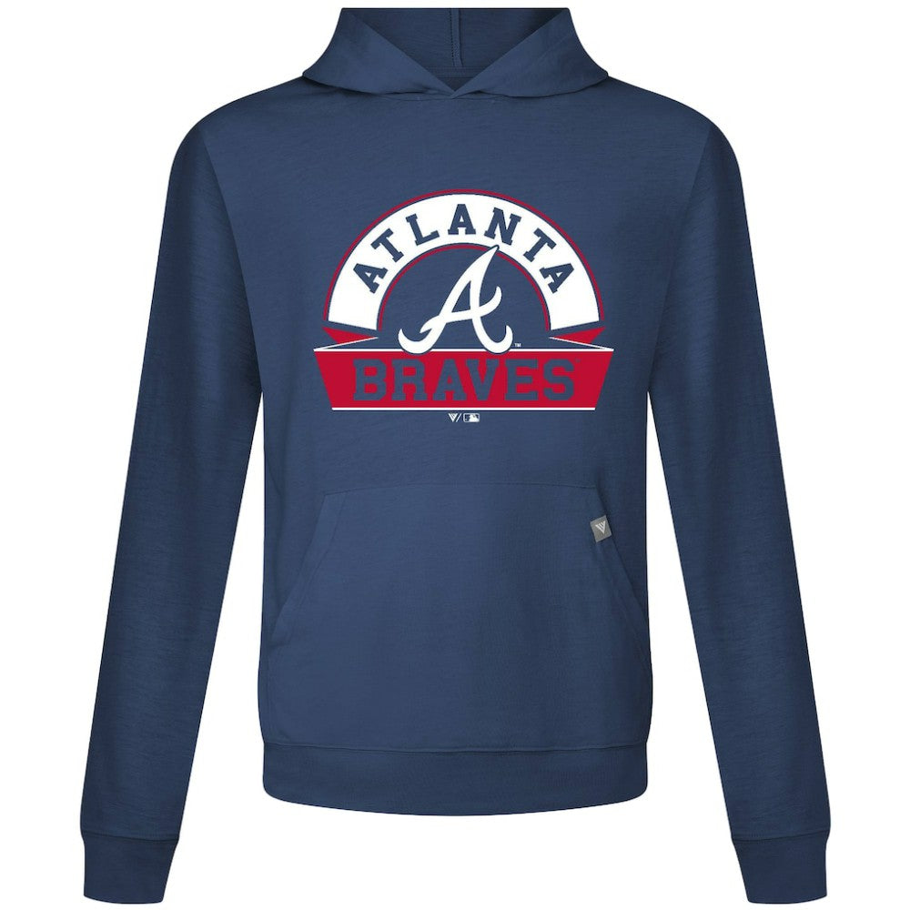 Atlanta Braves Levelwear Relay Banner Arch Pullover Hoodie Navy