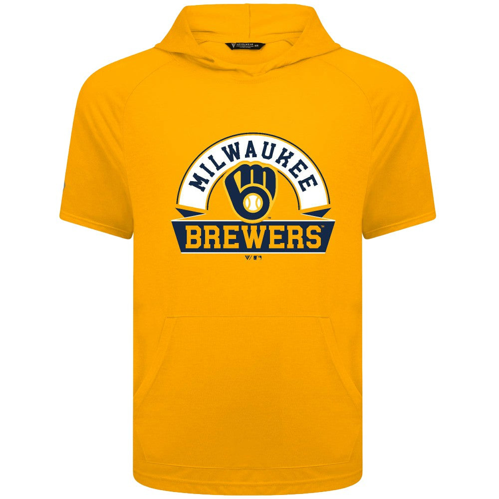 Milwaukee Brewers Levelwear Phase Banner Arch Hoodie T-Shirt Gold