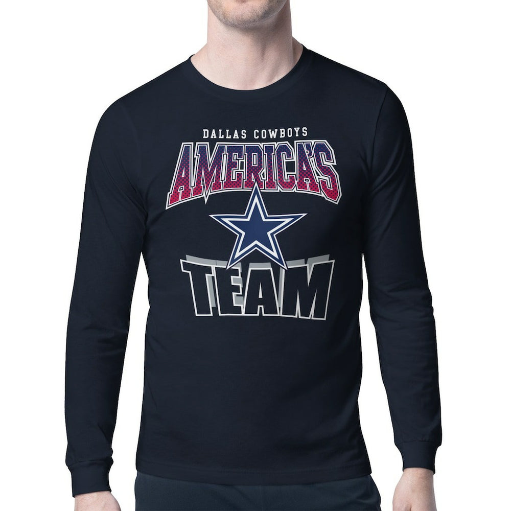 Dallas Cowboys Starter Comic Style Slogan Long Sleeve T-Shirt - Navy sale