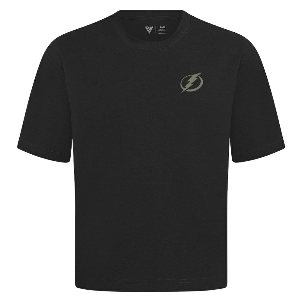 Tampa Bay Lightning Levelwear Copper Oversized Luxe Signature Knit T-Shirt - Black T-shirts