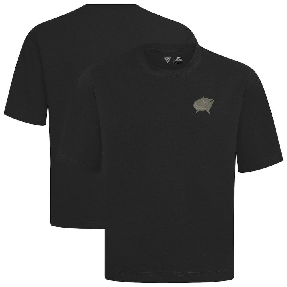 Columbus Blue Jackets Levelwear Copper Oversized Luxe Signature Knit T-Shirt - Black T-shirts