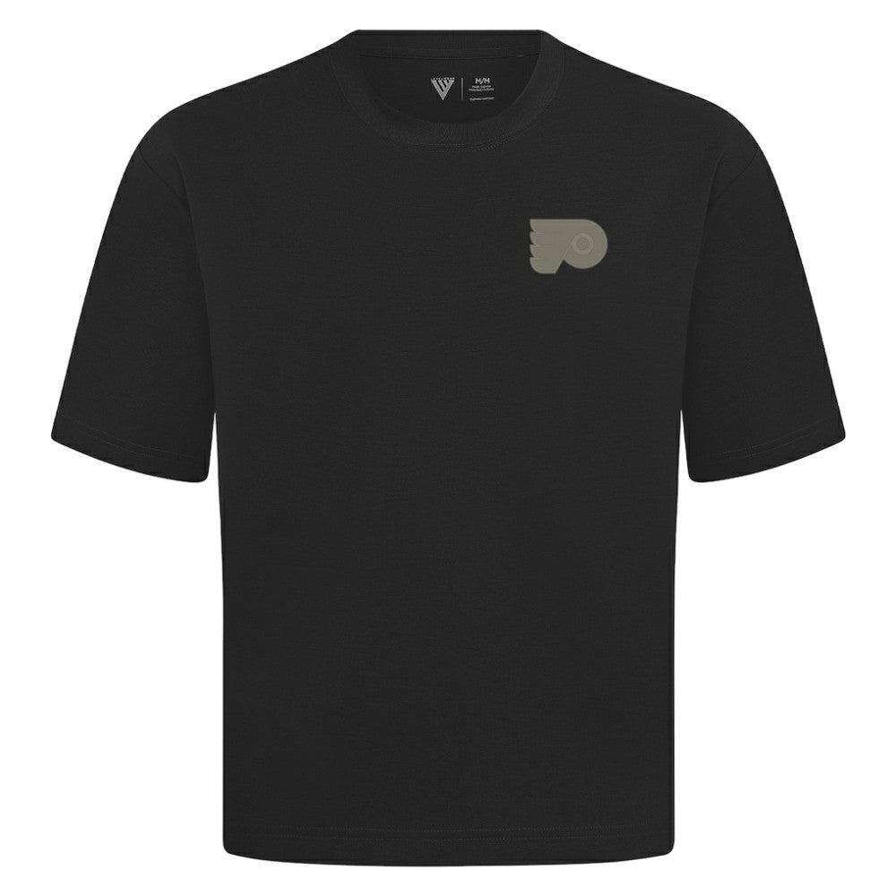 Philadelphia Flyers Levelwear Copper Oversized Luxe Signature Knit T-Shirt - Black T-shirts