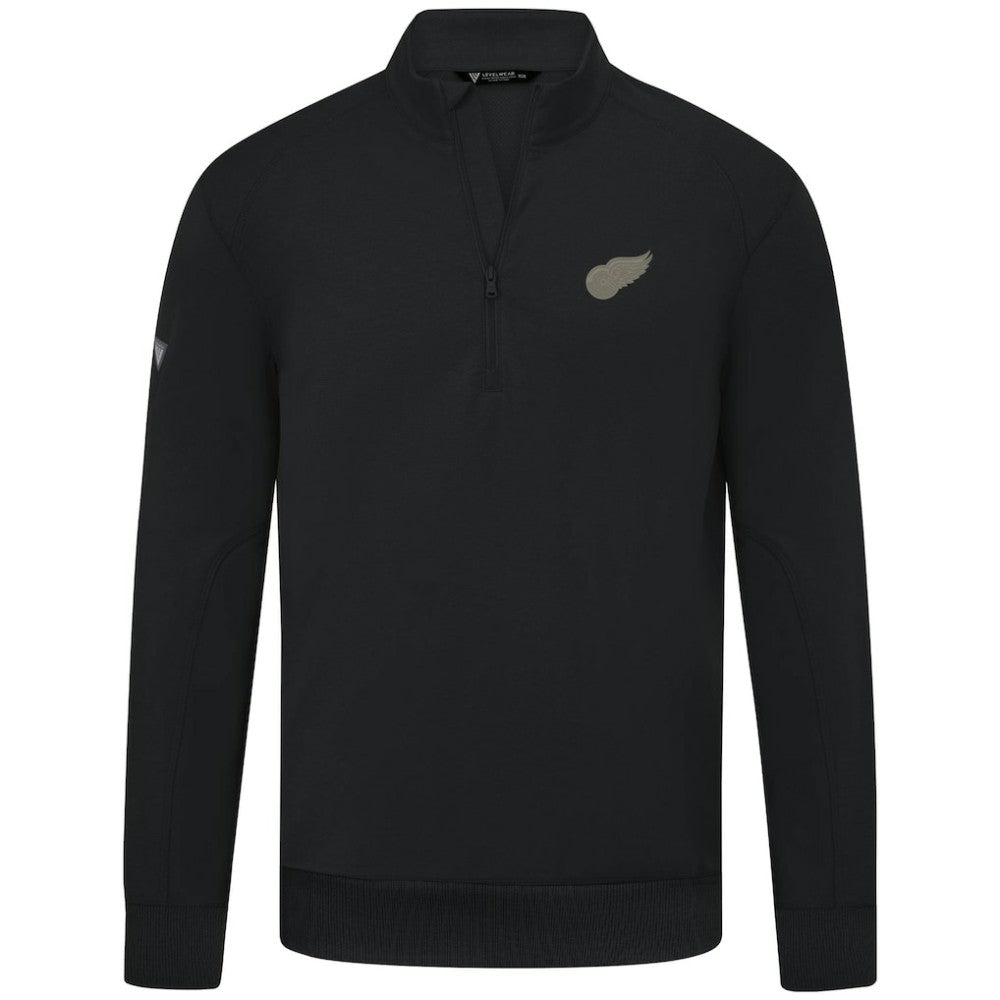 Detroit Red Wings Levelwear Copper Upright Quarter-Zip Pullover - Black Pullover