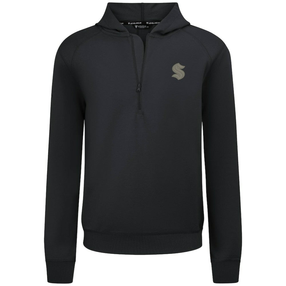 Seattle Kraken Levelwear Technic Quarter-Zip Pullover Hoodie - Black Hoodies