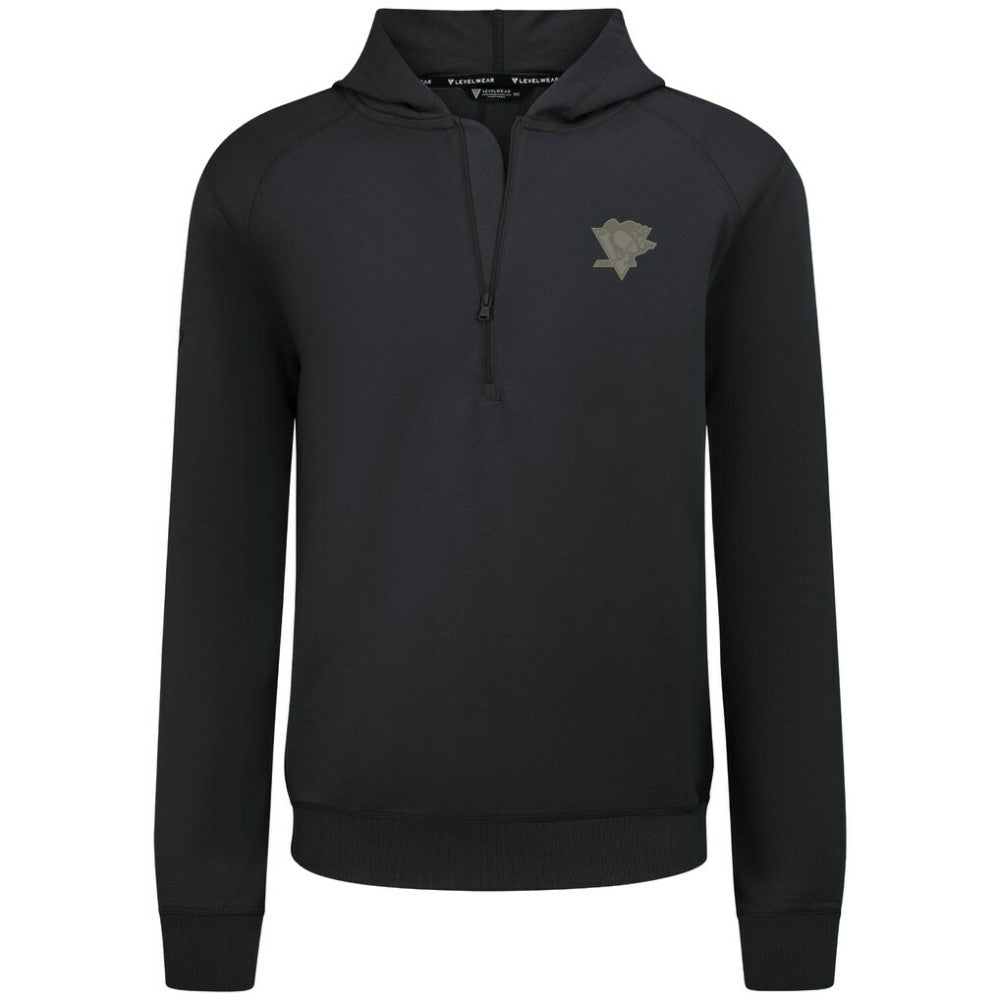 Pittsburgh Penguins Levelwear Technic Quarter-Zip Pullover Hoodie - Black Hoodies