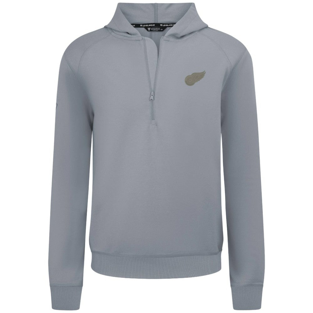 Detroit Red Wings Levelwear Technic Quarter-Zip Pullover Hoodie - Gray Hoodies