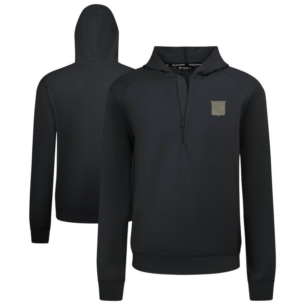 New York Rangers Levelwear Technic Quarter-Zip Pullover Hoodie - Black Hoodies