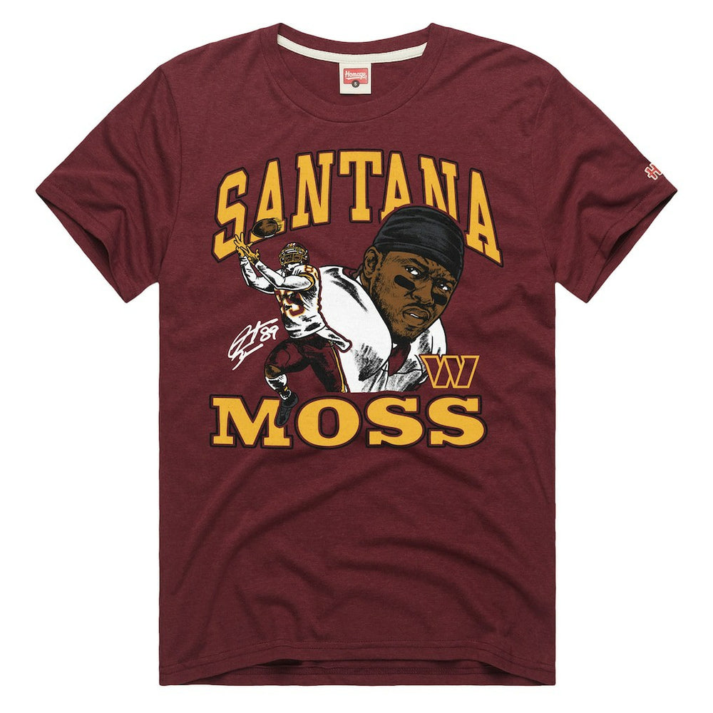 Santana Moss Washington Commanders Homage Unisex Retired Player Classic Caricature T-Shirt - Burgundy on sale