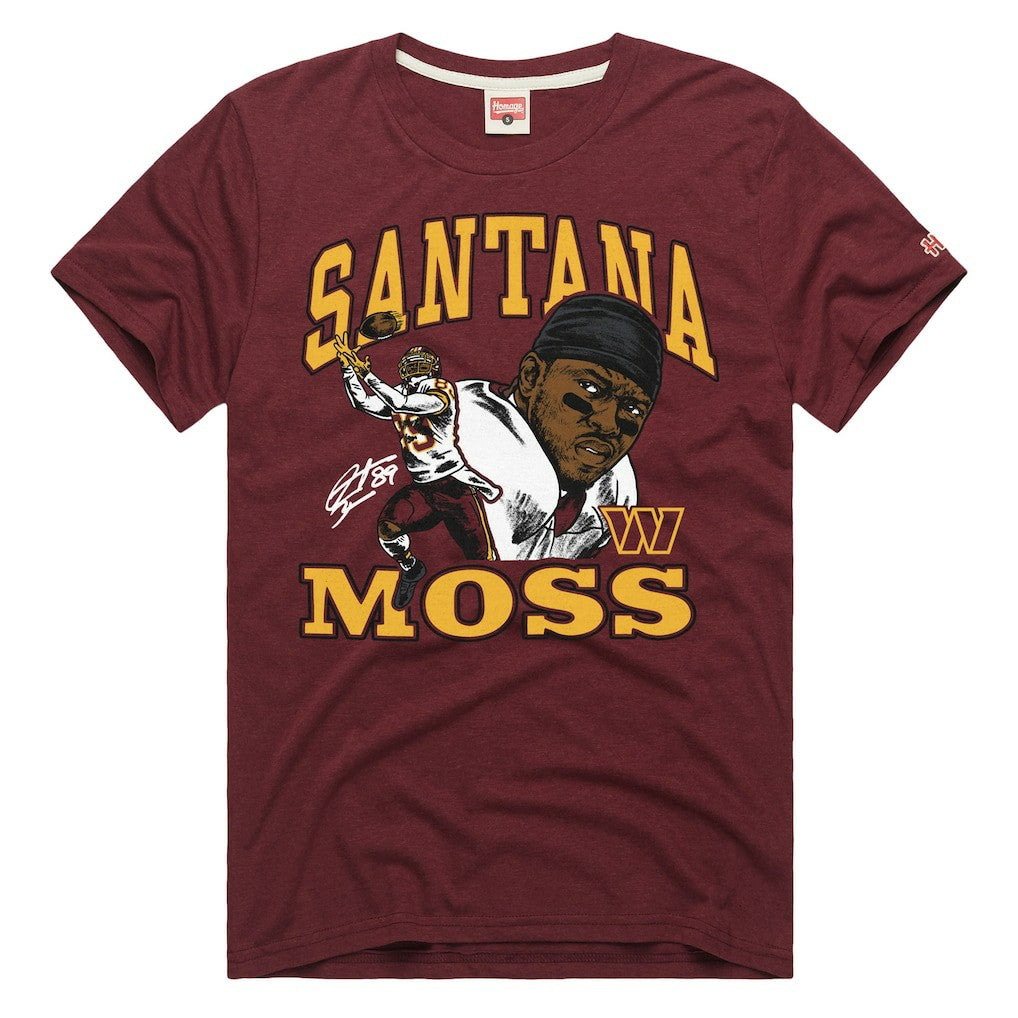 Santana Moss Washington Commanders Homage Unisex Retired Player Classic Caricature T-Shirt - Burgundy on sale