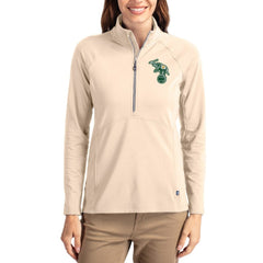 Athletics Cutter & Buck Women's Cooperstown Collection Adapt Eco Knit Stretch Half-Zip Pullover Tan