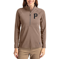 Pittsburgh Pirates Cutter & Buck Women's Adapt Eco Knit Stretch Half-Zip Pullover Brown