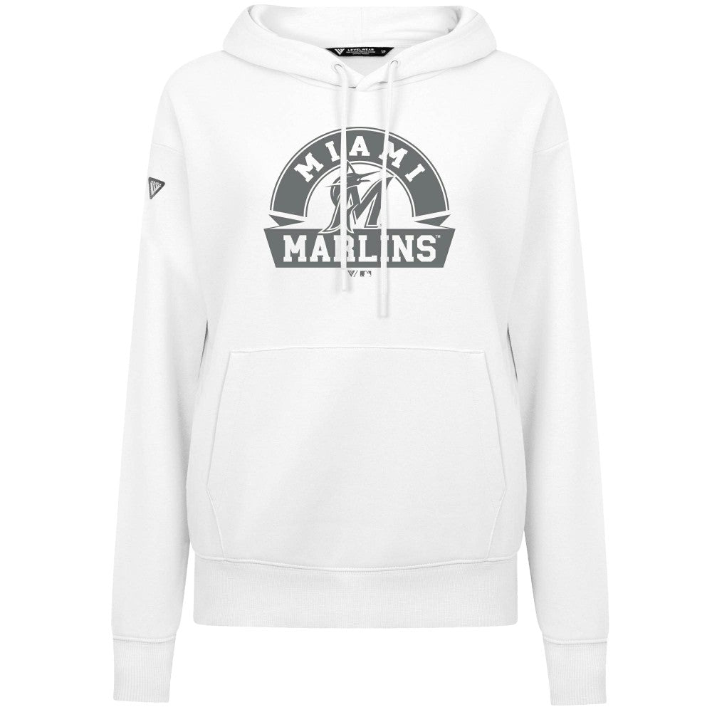 Miami Marlins Levelwear Women's Adorn Banner Arch Hoodie White