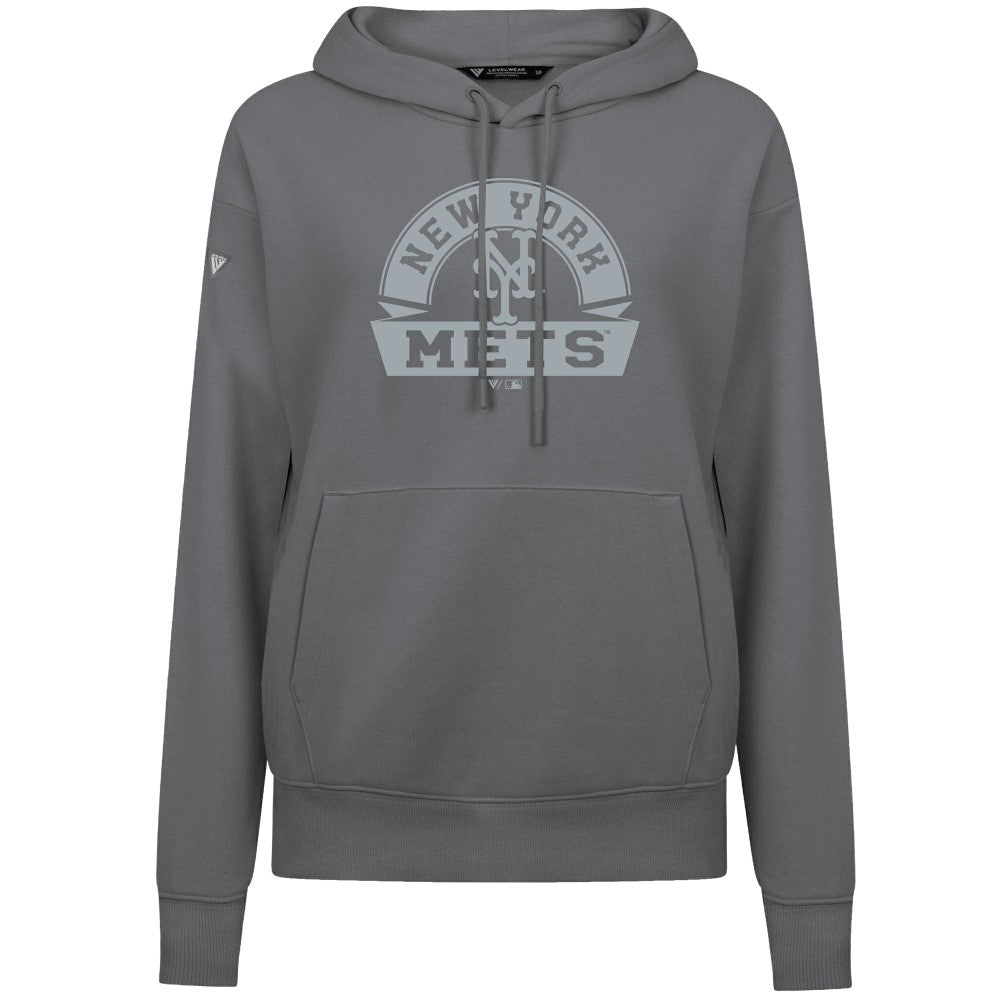 New York Mets Levelwear Women's Adorn Banner Arch Hoodie Stone