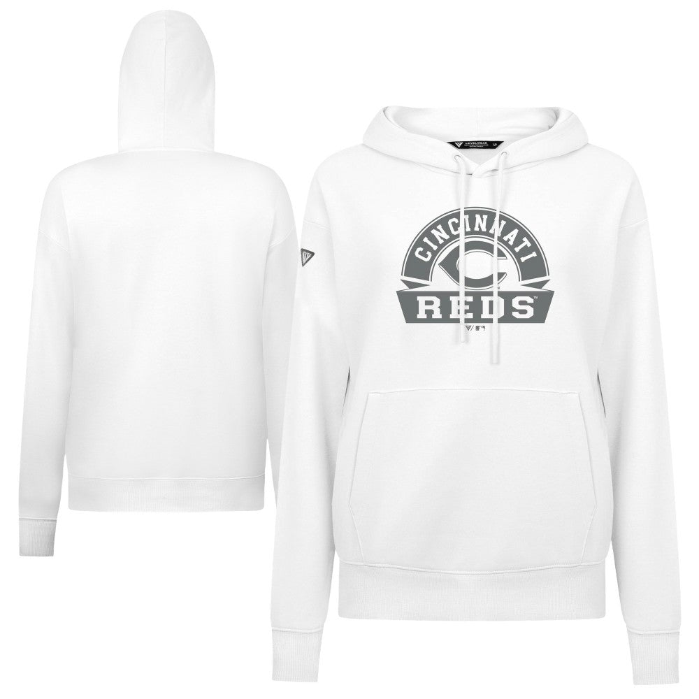 Cincinnati Reds Levelwear Women's Adorn Banner Arch Hoodie White