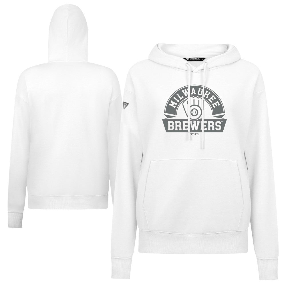 Milwaukee Brewers Levelwear Women's Adorn Banner Arch Hoodie White