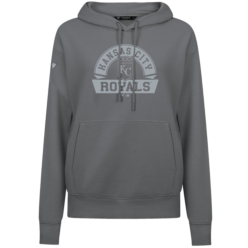 Kansas City Royals Levelwear Women's Adorn Banner Arch Hoodie Stone