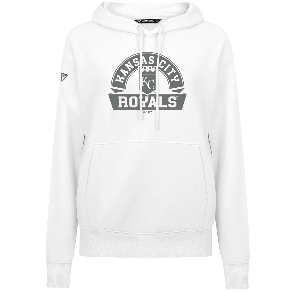Kansas City Royals Levelwear Women's Adorn Banner Arch Hoodie White