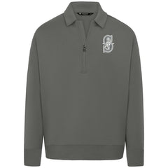 Seattle Mariners Levelwear Women's Canmore Chenille Logo Quarter-Zip Top Stone