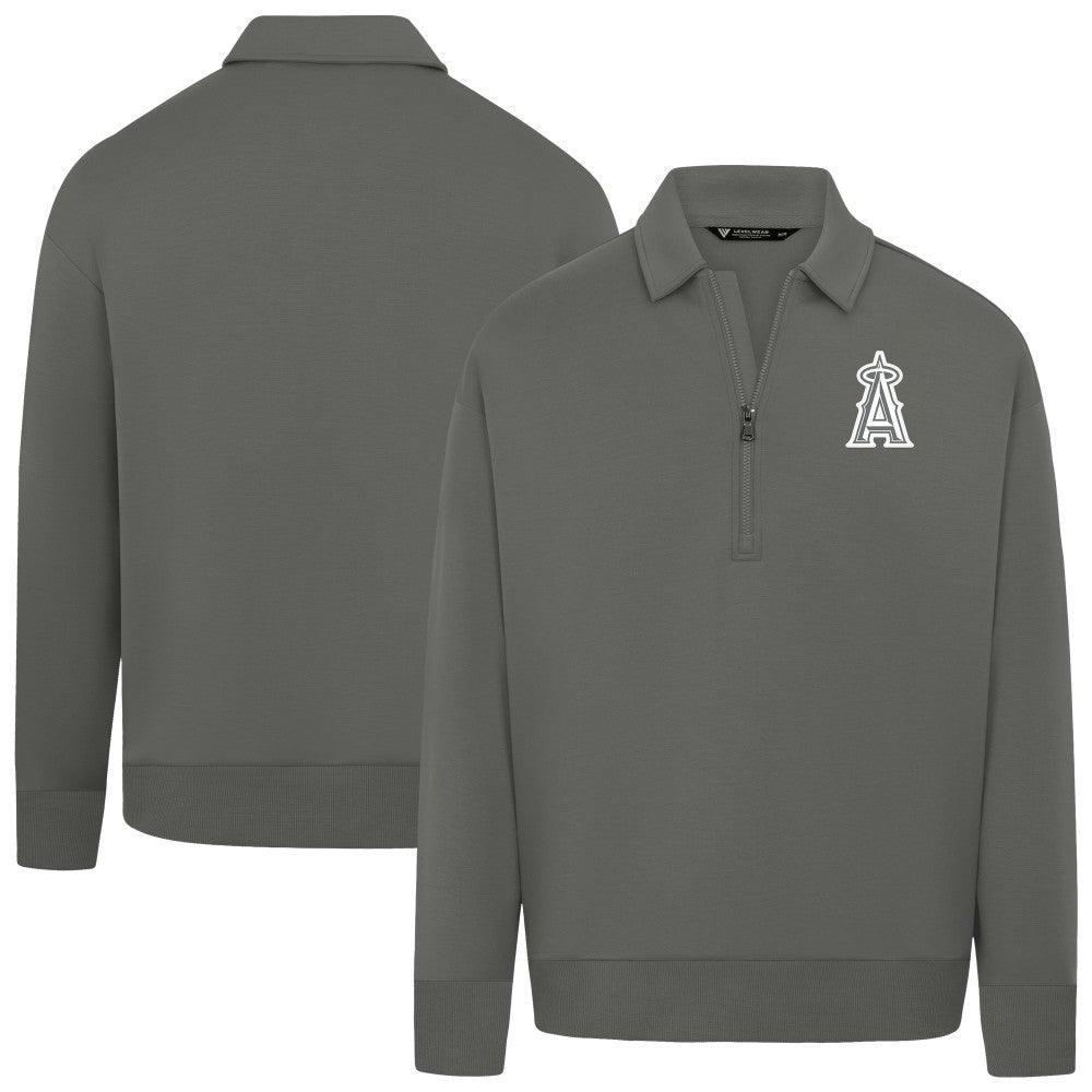 Los Angeles Angels Levelwear Women's Canmore Chenille Logo Quarter-Zip Top Stone